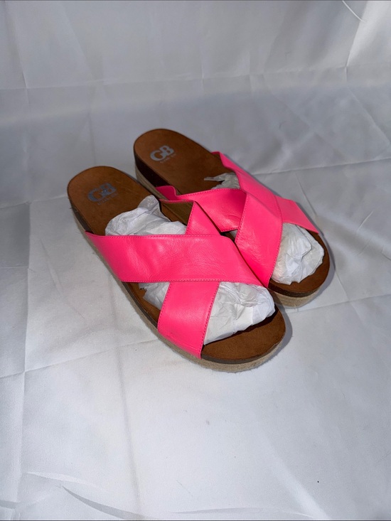 Gianni Bini Shoes - Gianni Bini Neon Hot Pink Leather Crisscross Platform Slide Sandals 10 Like New
